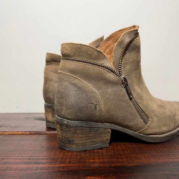 BORN Montoro Brown Distressed Leather Moto Boots Size 7.5  38.5 MW - Picture 4 of 7